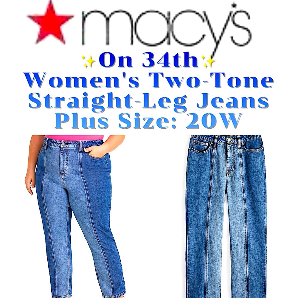 ✨ On 34th - Women's Two-Tone Straight-Leg Jeans (Plus Size 20W)✨NWT✨